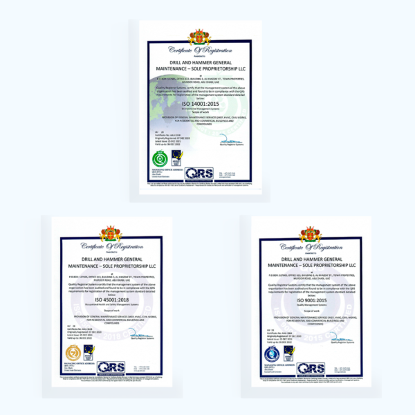 Certification badges and standards logos